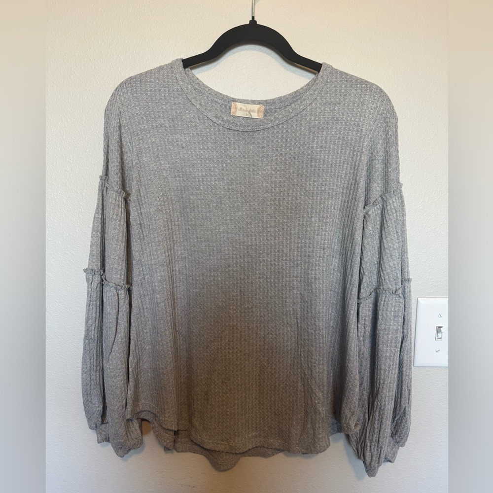 Altar’d State Thermal Jessica Gray Long Sleeve Waffle Knit Top NWT Size Small